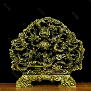 纯铜九龙壁摆件家用客厅玄关装饰品办公室九龙戏珠工艺品开业送礼