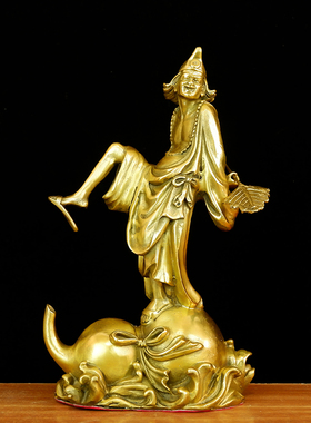 铜济公佛像纯铜济公像家用道济和尚济癫师傅工艺品摆件踩葫芦人物