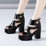 Высокие сандалии, летняя универсальная обувь на платформе, из натуральной кожи