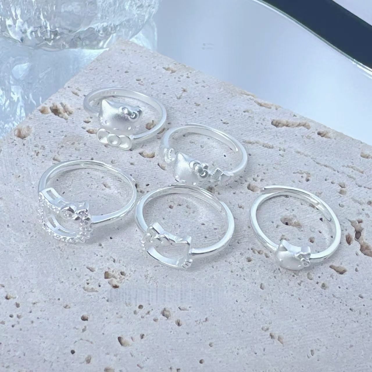 纯银990戒指KT猫指环闺蜜礼物