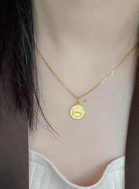 越南沙金虎年生肖小萌虎圆牌吊坠