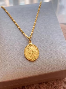 沙金美人鱼项链双面项链美人鱼尾
