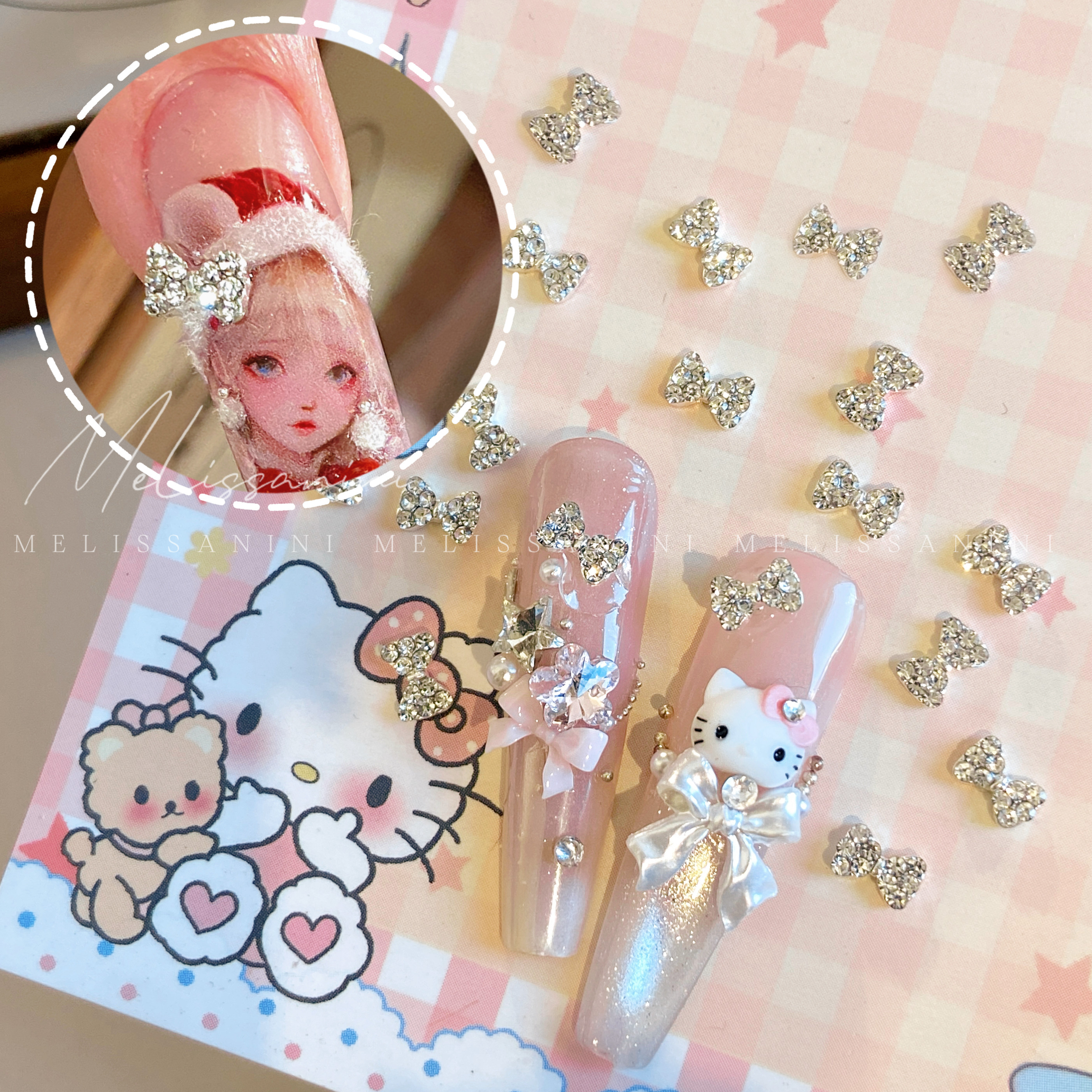 MELISSANINI米粒【满钻精致小蝴蝶结】很简单但很好帖的美甲饰品,彩妆/香水/美妆工具,指甲装饰,淘宝优惠券,粉丝福利购,淘宝优惠卷