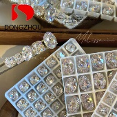 东洲 星锆系列 爆闪镀底锆石鸽子蛋冰糖肥方圆尖美甲饰品钻