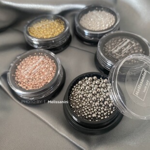 MELISSANINI 混装美甲小钢珠 朋克风百搭小金属球 大小混指甲饰品