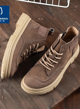 帕达索真皮马丁靴男士高帮加绒棉鞋新款潮流英伦风工装靴子221113