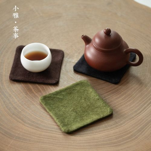 家用帆布手工隔热棉麻杯垫中式