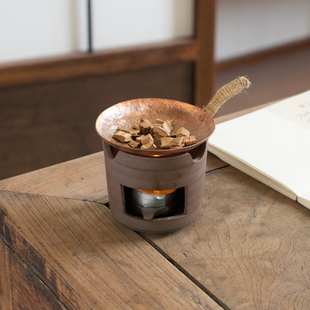 手工锻打铜盘熏香炉配件蜡烛纯沉香密鲁圣木精油香粉提香器可干烧