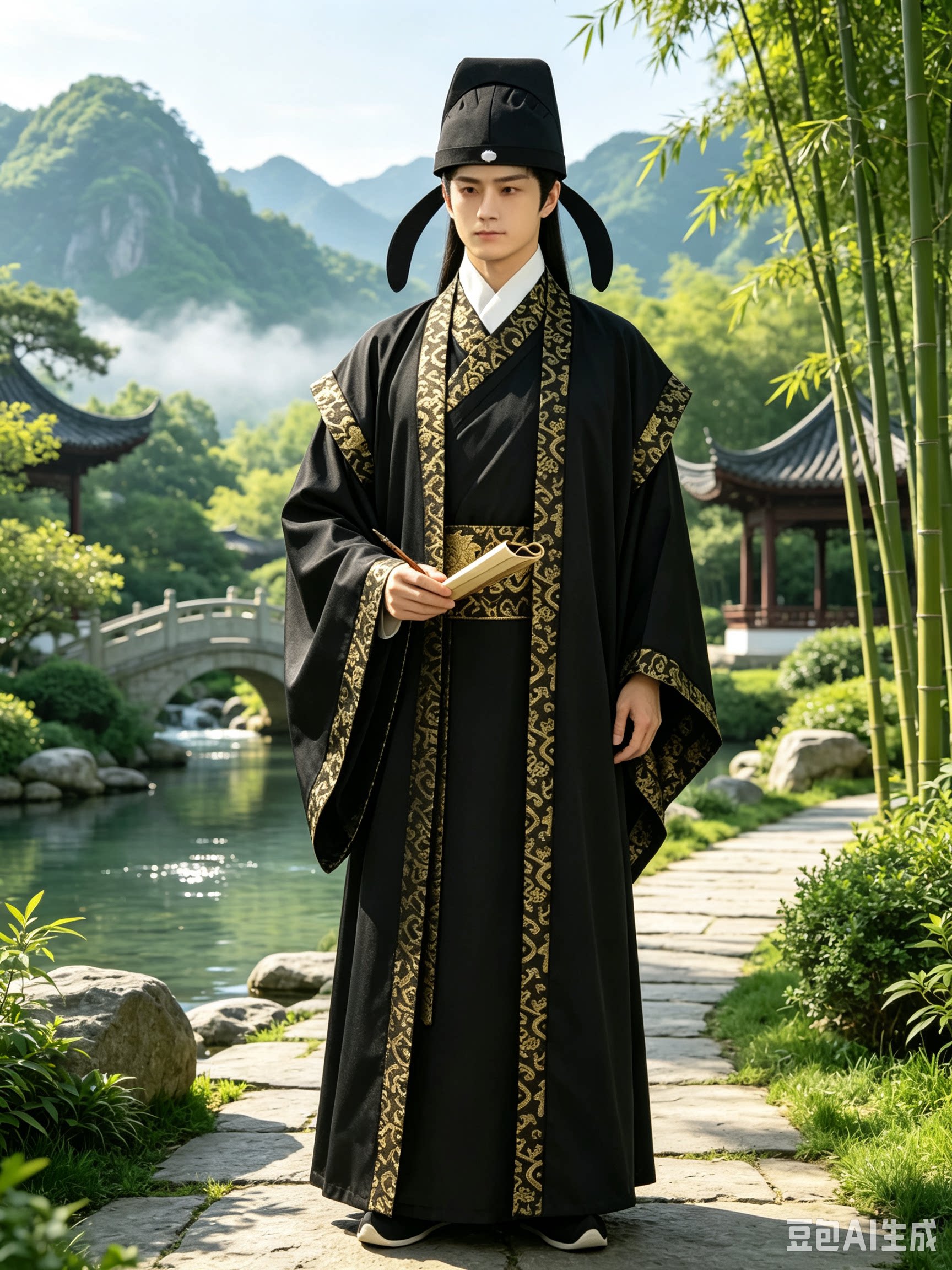 唐朝宋朝李白苏轼杜甫王昌龄范仲淹男士汉服诗人文人书生服装古装