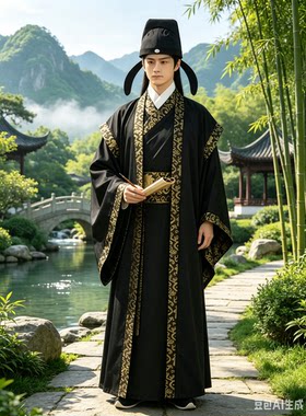 唐朝宋朝李白苏轼杜甫王昌龄范仲淹男士汉服诗人文人书生服装古装