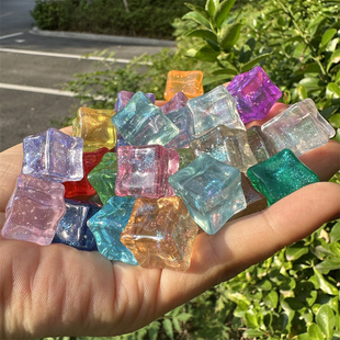 人鱼姬夜光塑料冰块细闪星空仿真冰块装饰酒吧冰块diy拆盲盒道具