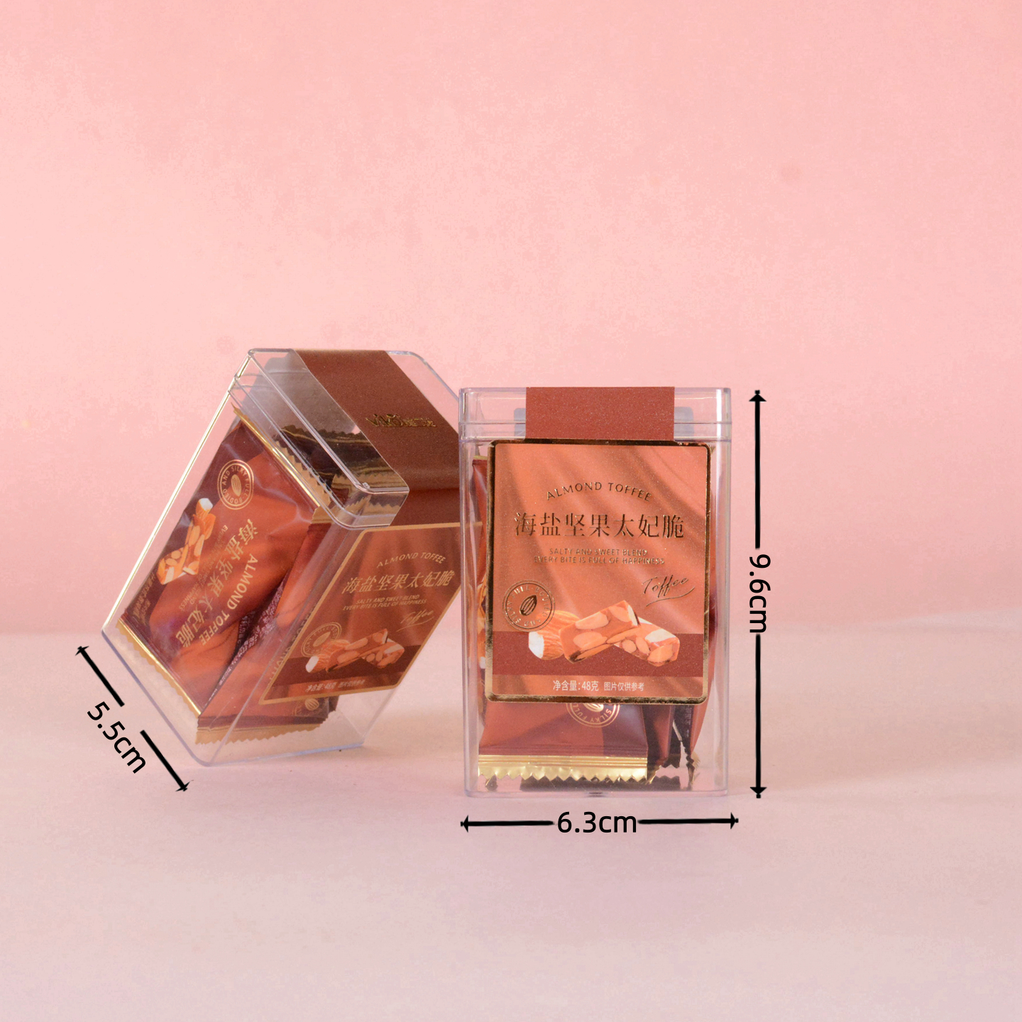 唯口爱海盐坚果太妃脆结婚过寿搭配喜糖喜礼批发棕透明48g/6袋装