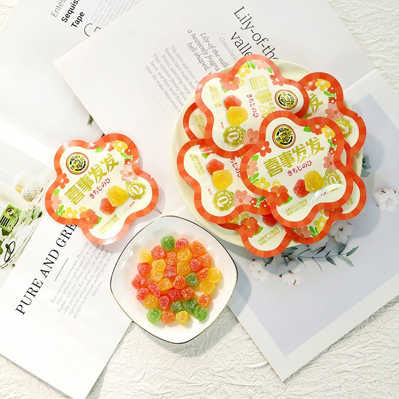 徐福记喜事发发果汁橡皮糖结婚满月乔迁回礼糖果小清新约30袋/斤