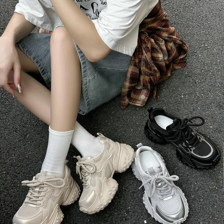巨康真皮榴莲底增高厚底老爹鞋
