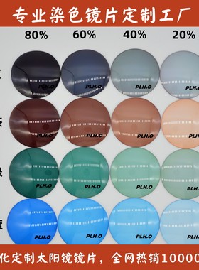 染色镜片镀膜加硬防蓝光有色配度数太阳眼镜渐变色1.56/1.61/1.67