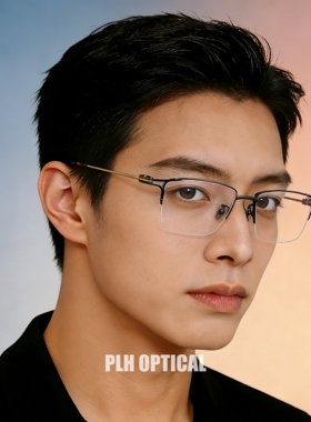半框时尚商务近视眼镜可配度数增同款永高品质纯钛镜架超轻配近视