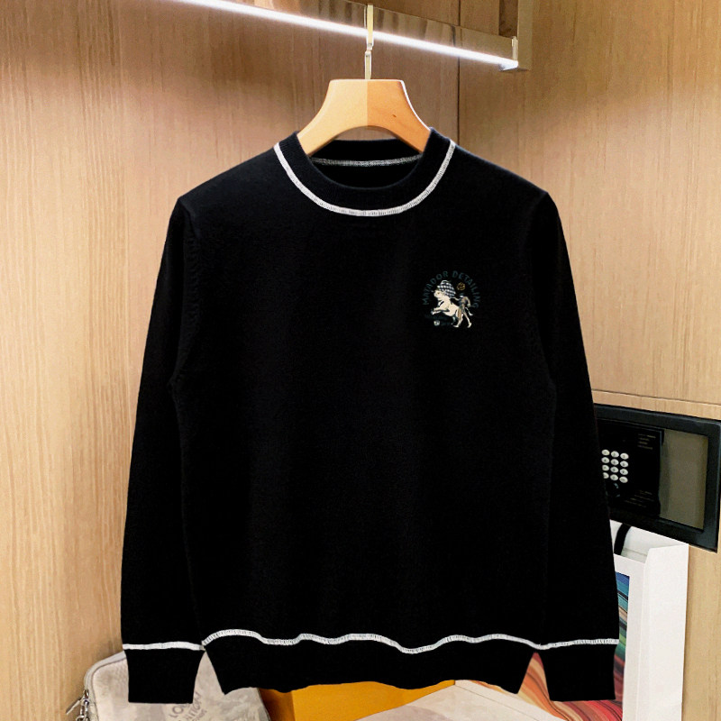 欧洲站潮流黑色衣服男款针织衫秋冬新款美式复古休闲刺绣毛衣男款,男装,针织衫/毛衣,淘宝优惠券,粉丝福利购,淘宝优惠卷