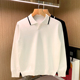 休闲男装 高级感白色polo衫 翻领男士 秋冬新款 上衣针织衫 时尚 男长袖