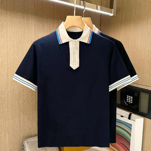 夏季短袖美式休闲拼色polo衫潮流