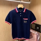 t恤 短袖 夏季 新款 男 法国高级拼色翻领修身 镂空透气针织polo衫 男士