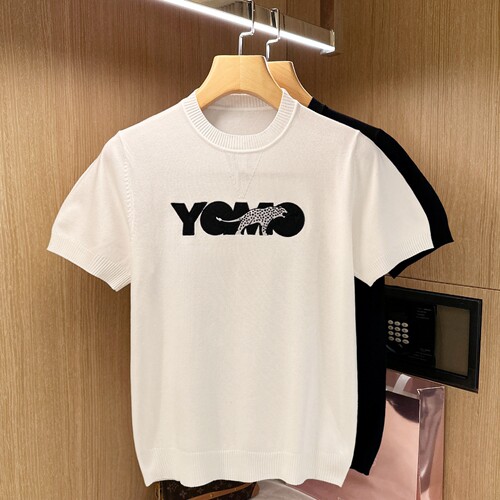 短袖欧美风青年猎豹刺绣t恤潮流