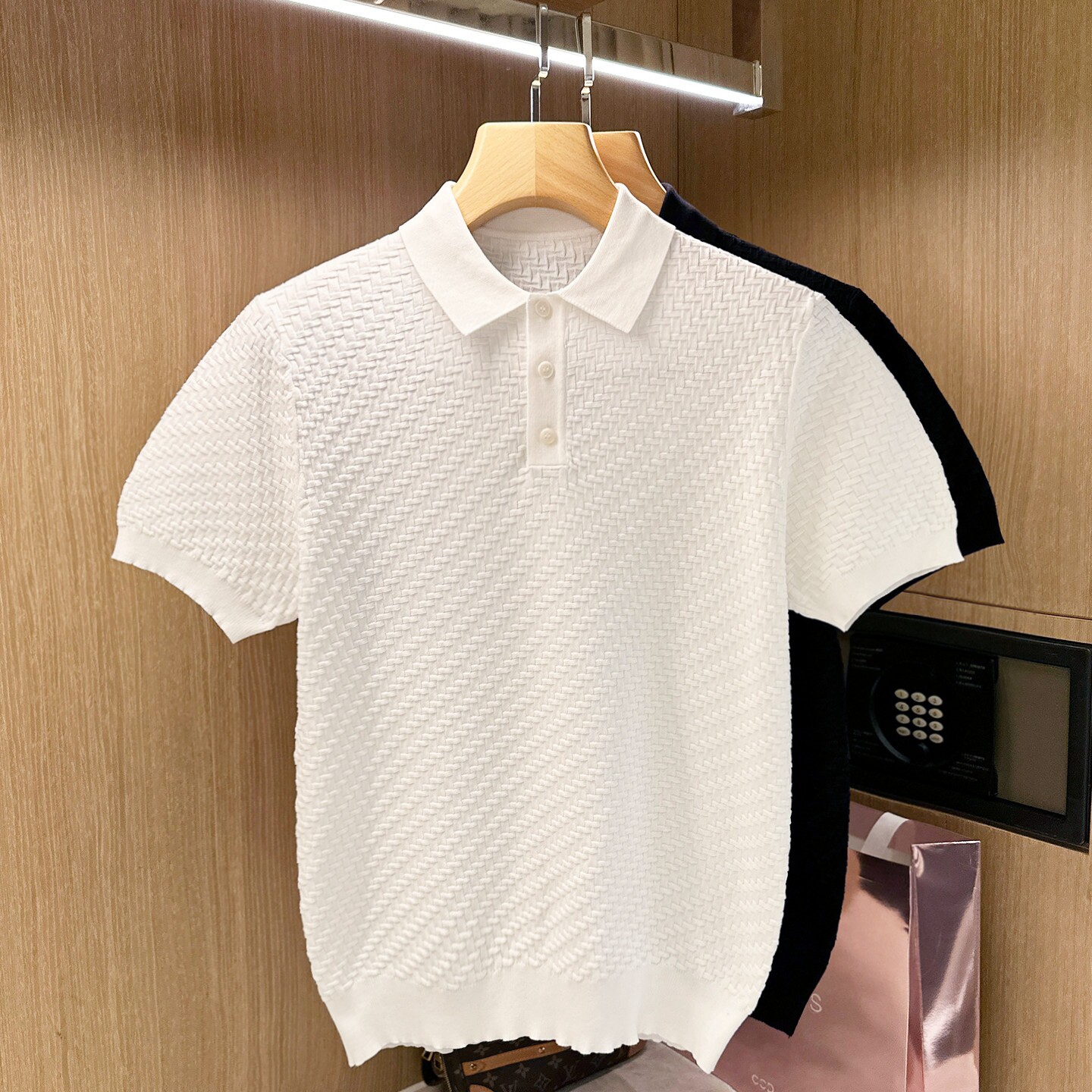 夏季短袖商务针织肌理polo衫高端图片