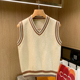 复古男装 坎肩毛衣针织马甲男秋冬新款 拼色鸡心领无袖 时尚 背心男款