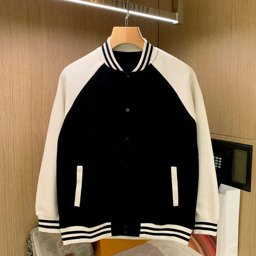 棒球领秋冬季潮流拼色棒球服外套