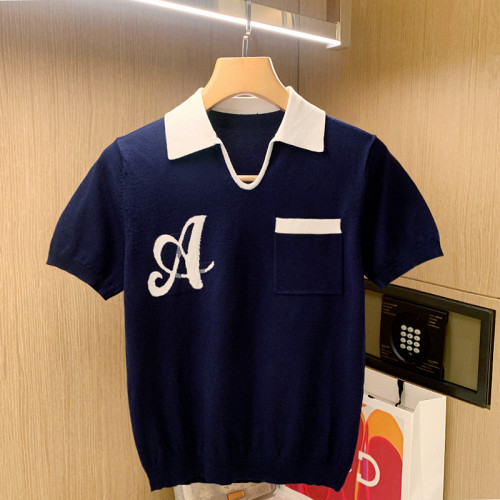 夏季短袖聚会时尚拼色polo衫高级