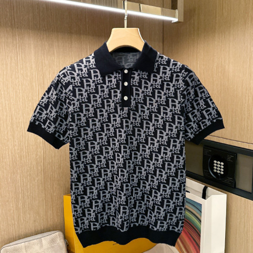 夏季短袖宴会字母提花polo衫轻奢