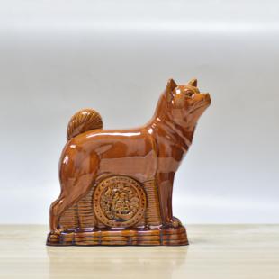 陶土烧制陶瓷狗摆件西北缺角生肖狗补角生财狗客厅看门狗工艺品