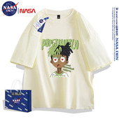 衫 NASA联名夏季 宽松半袖 重磅纯棉T恤日系百搭印花街头男女款 短袖