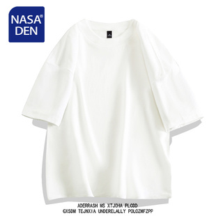 复古上衣服内搭五分袖 夏季 简约纯色美式 T恤男女款 男 重磅纯棉短袖