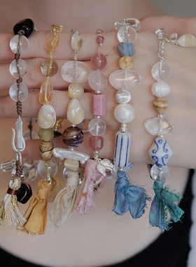 STUNNING MOMO|多巴胺彩色糖果手串 水晶陶瓷琉璃搭925银手链