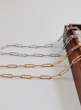 STUNNING MOMO纹理感别针式链条基础款项链925银防敏