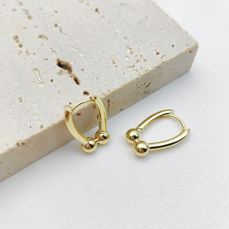 椭圆珠珠坠耳扣合金创意耳饰