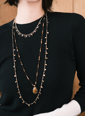 设计师款高定复古老钱风秋冬叠戴项链长短设计感小众轻奢