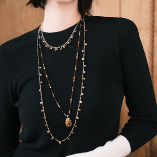 设计师款高定复古老钱风秋冬叠戴项链长短设计感小众轻奢