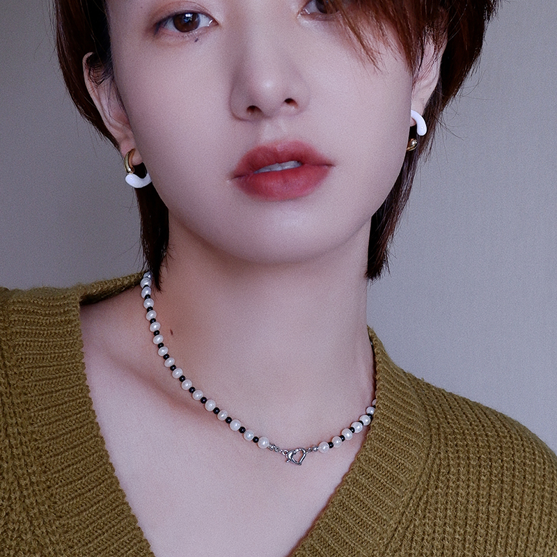 天然淡水珠黑玛瑙个性气质项链