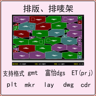 服装CAD排料 ET（prj 服装大师gmt 富怡dgs排版排唛架 转plt文件