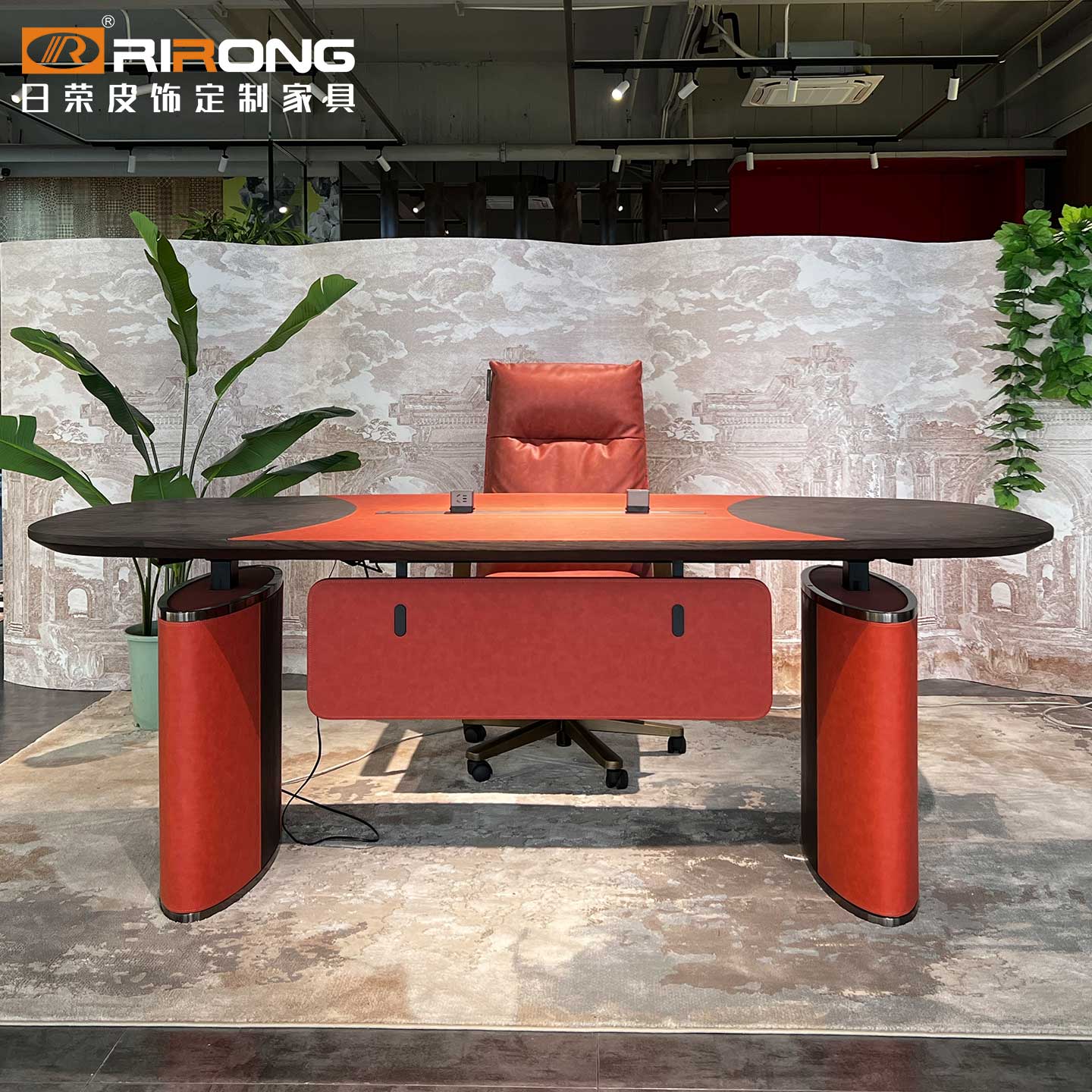 简约现代老板升降桌单人木皮书桌