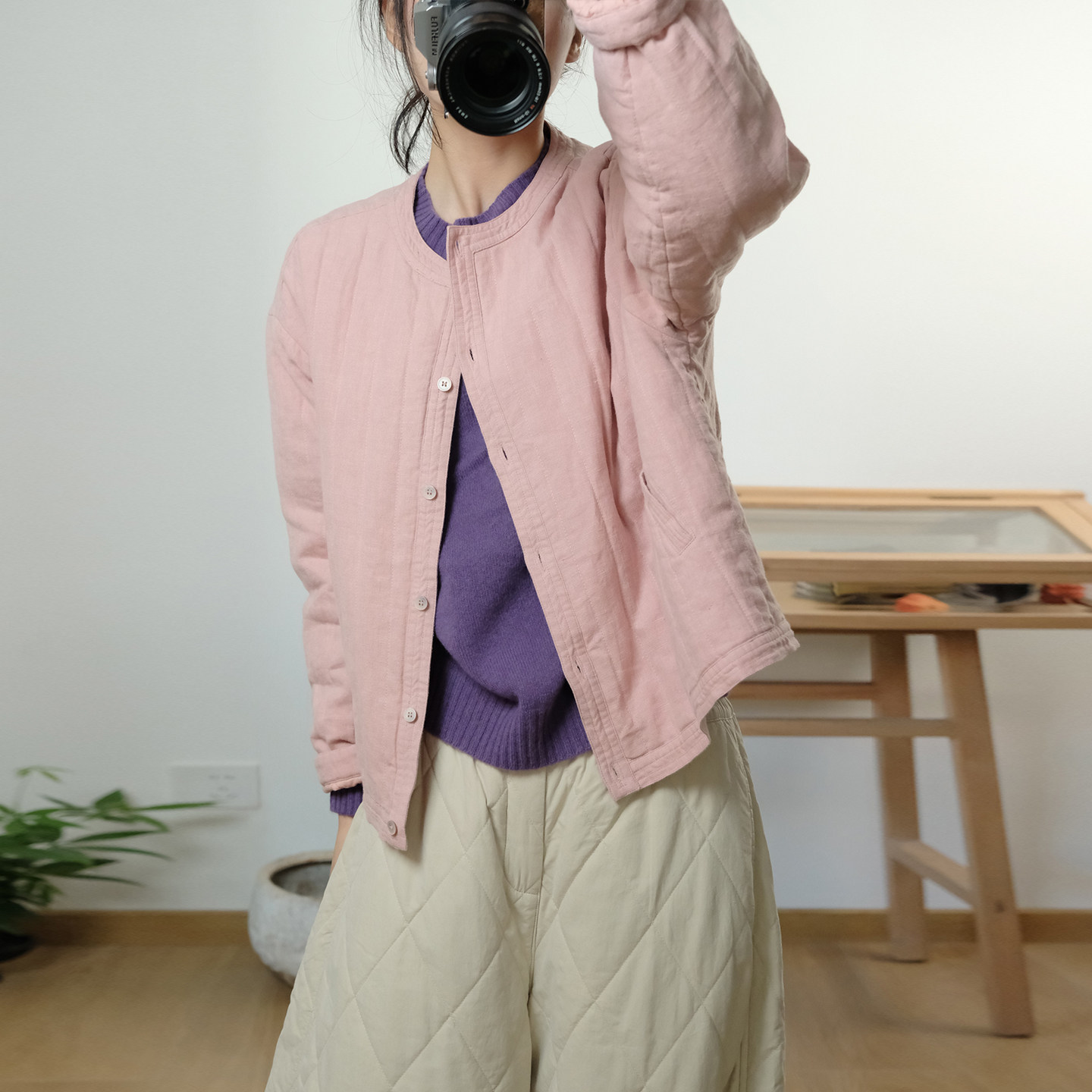 素凡卡冬季新款日系文艺风圆领单排扣宽松休闲夹棉保暖棉服外套女,女装/女士精品,棉衣/棉服,淘宝优惠券,粉丝福利购,淘宝优惠卷