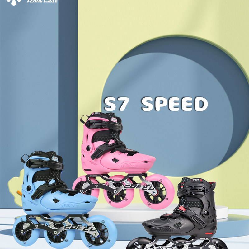 正品飞鹰轮滑鞋S7speed大三轮速桩速滑训练休闲刷街溜冰鞋儿童旱