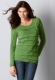taylor纯棉绿色褶皱长袖 T恤衫 百搭气质棉质女士上衣时尚 Ann 韩版