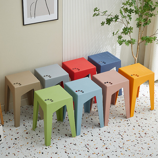 北欧时尚 圆凳塑料加厚成人凳子可叠放餐桌板凳家用椅子备用高方凳