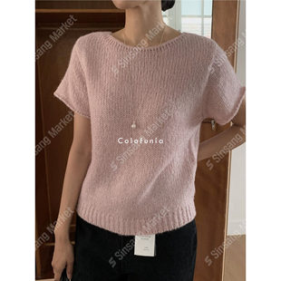 秋冬福利款 colofunia韩国女装 毛衣短袖 条纹针织衫 羊驼毛IVORY 代购