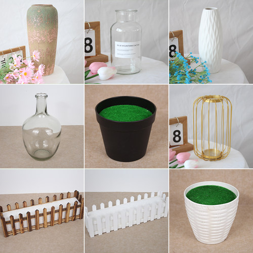 陶瓷玻璃花瓶手工编织花篮塑料盆