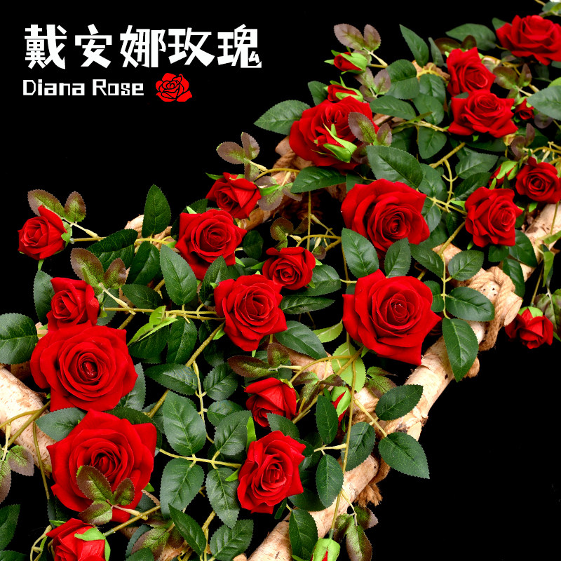 仿真玫瑰花藤假花藤管道栅栏装饰