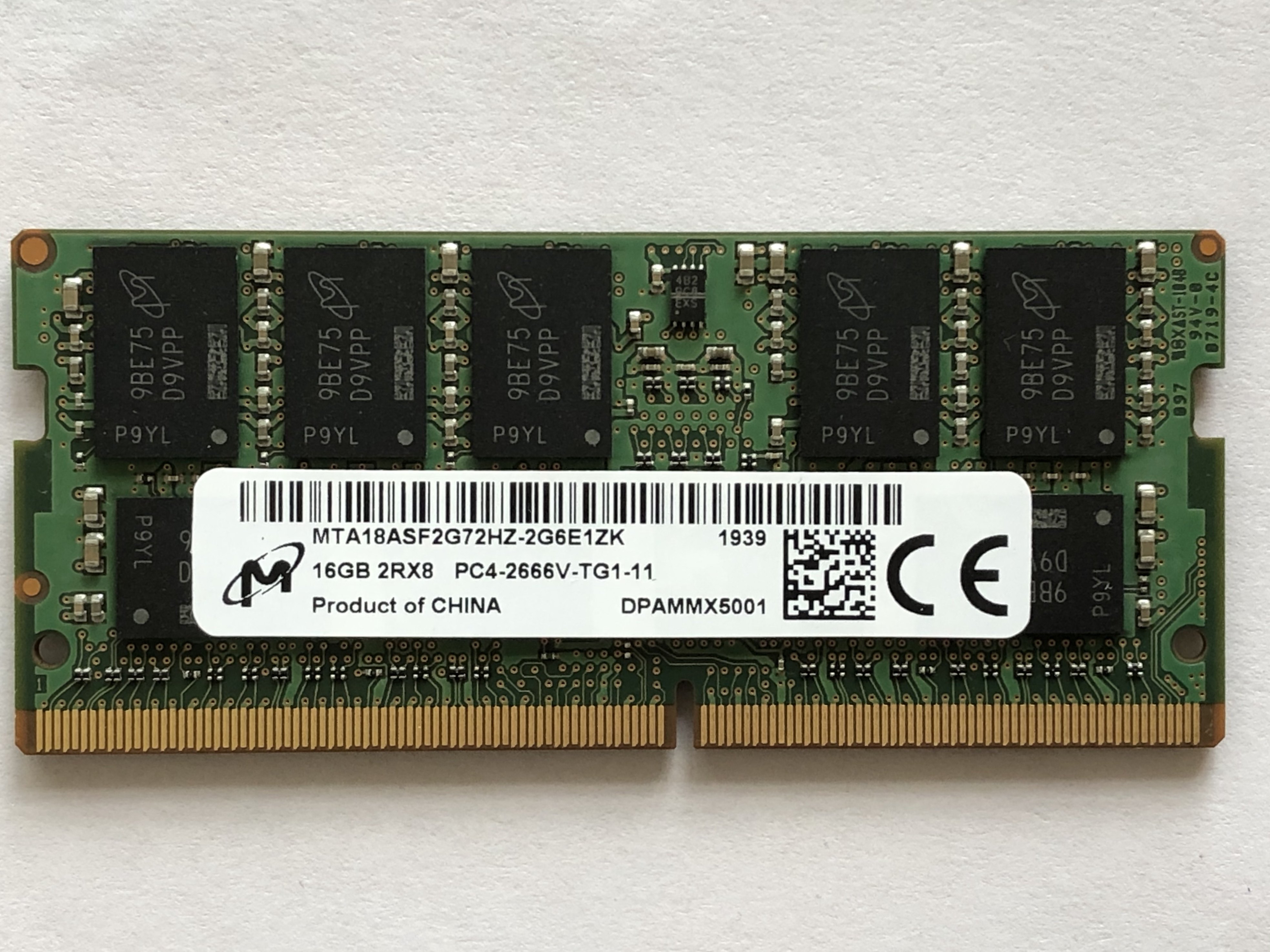 mt镁光16g 2rx8 pc4-2666v ddr4笔记本内存mta16atf2g64hz-2g6e1