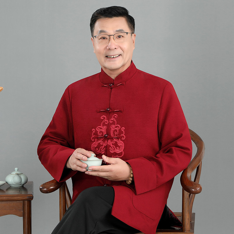 新中式灯芯绒冬季唐装男加棉套装